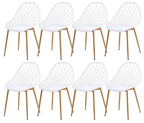 buybyroom Lot de 8 Chaises de Jardin, Chaise de Jardin Exterieur Chaise Exterieur de terrasse, avec Pieds en Métal, pour l'extérieur, la Plage, Le Balcon, la terrasse, Blanc