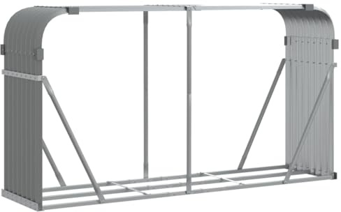 ZIRLANLV Kaminholzunterstand, Kaminholzregal mit viel Stauraum, Feuerfest Brennholzregal mit Haken, Garten Holzlager Unterstand, Verzinkter Stahl (Grün 40x45x170cm) (180 x 45 x 100 cm)