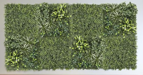 Deconation Lot De 8 Plaques Végétales Artificielles Panachées 50 X 50 Cm - Mur Végétal 2m²