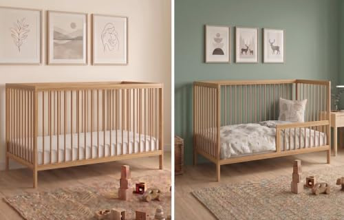 Kids Collective Babybett Kinderbett Gitterbett mit Rausfallschutz Baby Bett | stabiles Buchenholz | Juniorbett | Made in Europe | Kinderzimmer Jugendzimmer Möbel | 70x140 cm | Natur