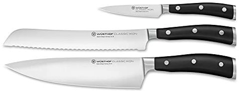 WÜSTHOF Classic IKON 3-Piece Starter Knife Set,Black