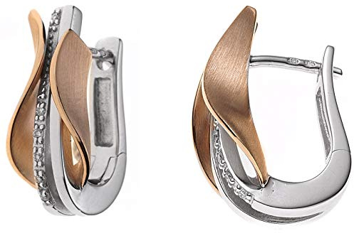 Jobo Damen-Creolen aus 14 Karat 585 Gold Bicolor mit 12 Diamanten