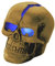 Lunartec Totenkopf: Schädel-Leuchte Crackhead 1 Blaue LED (Totenkopf Lampe, LED, Halloween Beleuchtung)