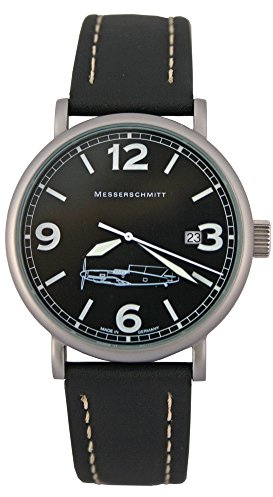 Messerschmitt 109-M ME109M Herren-Armbanduhr Lederarmband Schwarz