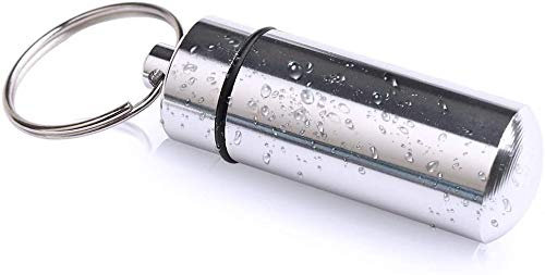 1 x Keyring Tablets Medicine Container Pill Box Aluminium Key Chain Drug Holder