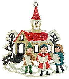 Zinnfigur Sänger vor Kirche, H: 6,5 cm, handgegossen aus Zinn 93% (ohne Bleizusatz!), beidseitig handbemalt