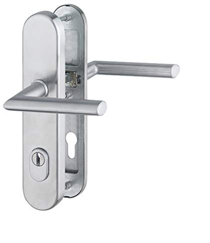 Hoppe Schutzbeschlag Stockholm ES1, Nummer 3332ZA/3440/1140, beidseitig Drücker mit ZA 92 mm, edelstahl 10 mm Stift, TS 67-72 mm, 3664291