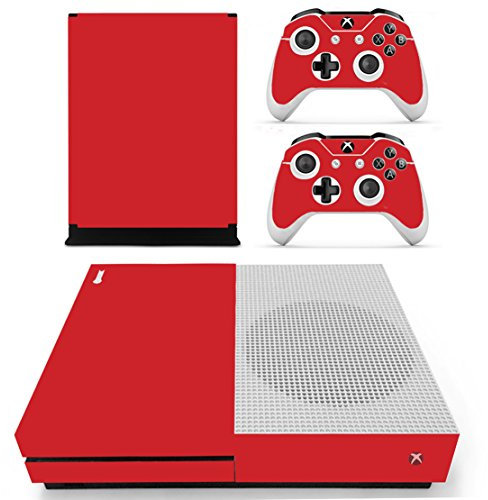 DOTBUY Xbox One S Autocollant Console Decal Vinyl Skin Sticker + 2 Autocollant Manette + 1 Autocollant Kinect Set (All Red)