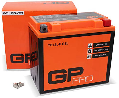 GP-PRO GB16L-B 12V 19Ah GEL Batterie de démarrage (compatible avec YB16L-B / 51911) (Sans entretien / Scellé) Moto Accumulateur pour p.ex. Kawasaki GPZ 1100