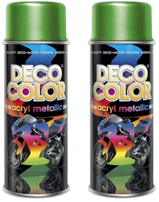 DECO COLOR METALLIC GLITTER SPRAY PAINT 400ml UNIQUE METALIZED EFFECT DIY BIKE MOTO CRAFT ART (green)