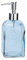 WENKO Flüssigseifenspender Vetro Blau, nachfüllbarer Seifenspender aus echtem Glas für ca. 500 ml Flüssigseife, eckiger Spender in angesagter Retro-Optik, ideal auch als kleine Vase, 7,5 x 19 x 7,5 cm