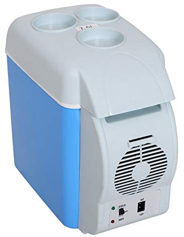 HOMCOM Frigorifero Portatile Termoelettrico Capacità 7.5L Tensione 12V con Ventola di Raffreddamento Tracolla e Cavo Auto, PP, Blu, 32 x 18 x 30 cm