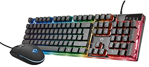 Trust Gaming GXT Azor Gaming-Tastatur und -Maus, QWERTY + Nederlandse Toetsenbord - Schwarz 23289