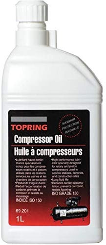 TOPRING 1L Air Compressor Oil - Mineral Oil Lubricant for Reciprocating Compressor Motors - Prevents Corrosion - 2.27 pounds