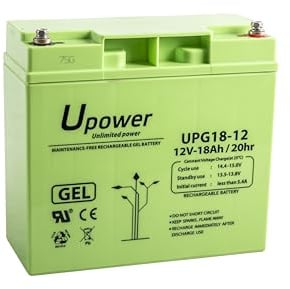 U-Power Batterie Plomb GEL 12V 18Ah T6mm