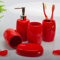 ZCXBHD Ensemble D'accessoires De Salle De Bains en Céramique Rouge - 1 Porte-Savon 1 Distributeur De Savon 2 Gobelet 1 Porte-Brosse à Dents 5 Pièces,A