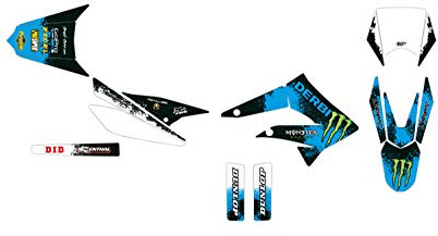 Deko-Set für Motorrad Cross Derbi X-Treme 50 von 2010 bis 2017, Blau