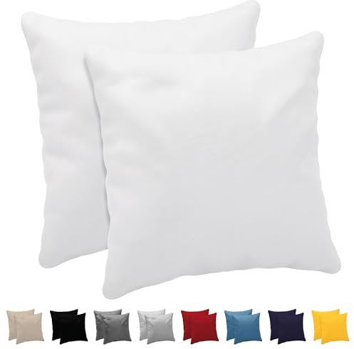 Dreamzie Taie Oreiller 60x60 cm (Lot de 2) 100% Coton Jersey 150 GSM - Blanc - Taie d'oreiller 60 x 60 cm- Housse Coussin 60x60 cm Résistant et Hypoallergénique pour Oreiller