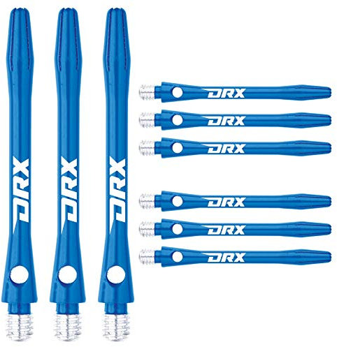 RED DRAGON DRX Coated Aluminium Medium Blue Logo Dart Stems (Shafts) - 2 Sets per Pack (6 Stems in total)
