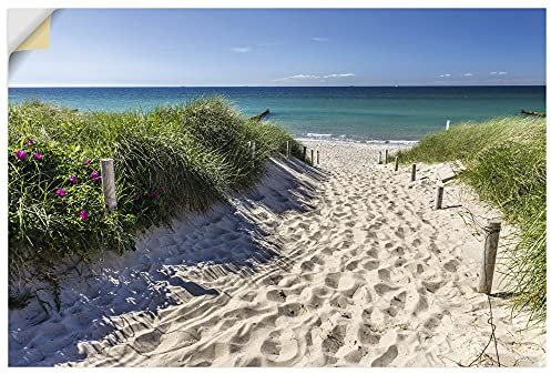 ARTland Wanddeko Wandtattoo selbstklebende Vinylfolie 60x40 cm Landschaftsbilder Ostsee Strand Küste Dünen Gräser Meer U2IX