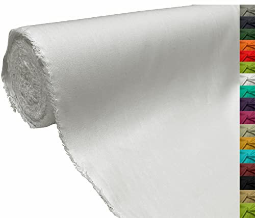 A-Express 100% Baumwolle Segeltuch Stoff Canvas Material Kleiderstoff Tuch Vorhänge Tasche 145cm 57 Breit 250GSM Meterware - 2 Meter 200cm x 145cm Weiß