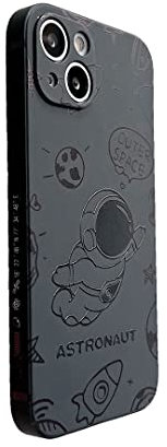 Yonds Queen for iPhone 13 mini Cute Case, Cool Cartoon Astronaut Rocket Moon Space Design Stylish Soft TPU Bumper Shockproof Anti-Slip Protector Fashion Case (iPhone 13 mini, Fly Black)