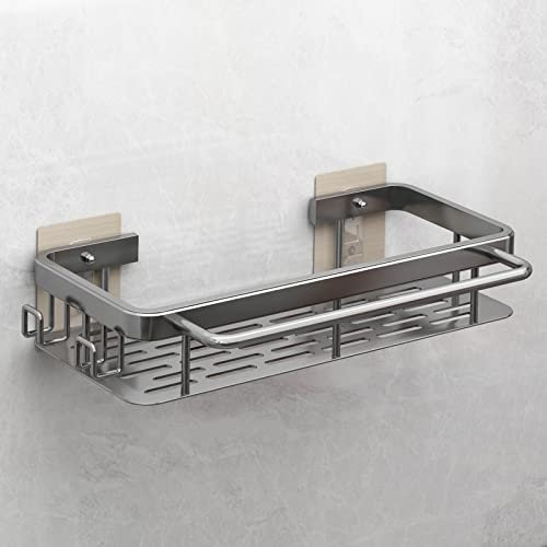 FOXWHALE Spülbecken Organizer,Haken Waschbecken Organizer Wand Hängend Ohne Bohren Selbstklebend Badezimmer Spüle Organizer für Küchenzubehör Schwamm/Bürste/Spülseife (Grau(kein Tablett))