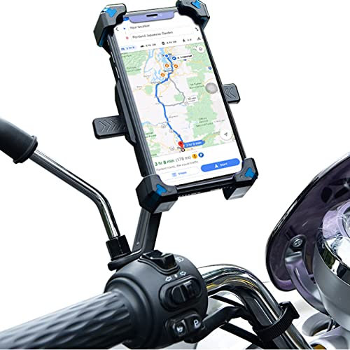 Homeet Soporte Movil Moto Universal Soporte Telefono Motocicleta Rotación 360° Soporte Manillar Soporte Moto Retrovisor Antideslizante para 4-7.2 Telefono y GPS
