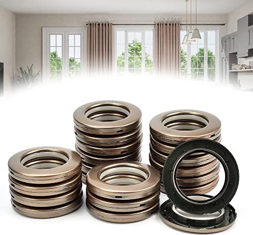 QUCUMER 20 Pcs Curtain Eyelet Rings, 40mm Plastic Curtain Grommets Round DIY Eyelet Ring for Window Drapery Shower Locker Room, Brown