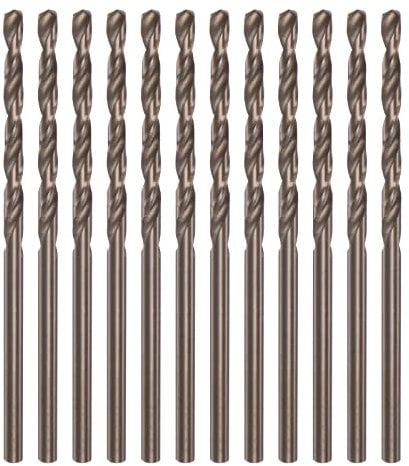 sourcing map 12pcs Cobalt Drill Bits,2.5mm M35 High Speed Steel Metric Twist Drill Bit Straight Shank Jobber Drill Bits for Hard Metal, Stainless Steel, Copper, Aluminum, Cast Iron, Plastic