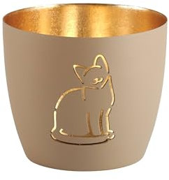 Windlicht Madras Katze Eisen Höhe 8,5 cm Sandstone Gold