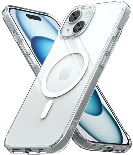 Ringke Fusion [Compatible with MagSafe] Designed for iPhone 15 Plus Case, Transparent Hard PC Back Shockproof TPU Bumper Protective Phone Cover - Magnetic Clear