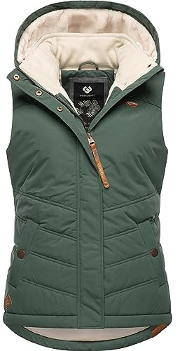 Ragwear Damen ärmellose Outdoorweste warme Winterjacke wasserdicht mit abnehmbarer Kapuze Hesty Intl XS-6XL