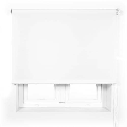 Blindecor Optimales durchscheinendes Rollo nach Maß, Weiß, Rollo 115 x 240 cm (Breite x Höhe), Stoffgröße 112 x 235 cm, lichtdurchlässiges Rollo mit 38 mm Rohr, robuster und eleganter