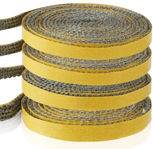 Flintronic Stove Rope Self Adhesive, Insulated Flat Stove Rope, Heat Resistant Stove Rope Sealant Strip Stove Glass Seal Stove Wizard Fire Seal Liner for Stove Chimney Fireplaces Oven