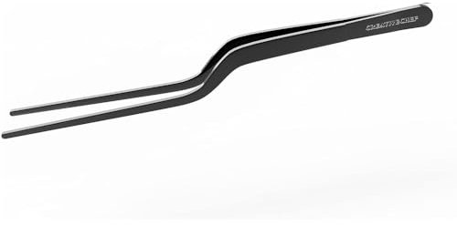 CREATIVECHEF Pinzas de cocina de 8 pulgadas: ergonómicas, de acero inoxidable, agarre de precisión (negro)