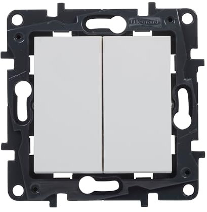 LEGRAND Interruptor o conmutador doble componible 10AX para instalación empotrada, Gama Niloé Step, Color Blanco, 398226