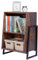 IEMIEBSHA Vintage-Nachttisch, Nachttische, Nachtschrank hat Zwei Schichten, Vintage Nachttisch Holz, Nachtkästchen Nachtkommode für Schlafzimmer Wohnzimmer Balkon Küche (Farbe Walnuss)