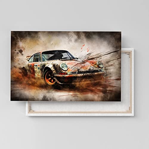 Dekomundo Porsche 911 Auto Poster, Leinwandbild oder Bild mit Rahmen, 60x90 cm, Leinwandbild