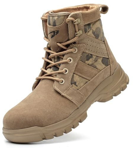 COOU Scarpe Antinfortunistiche Uomo Donna Alte Scarpe da Lavoro Leggere e Comode Scarpe Sicurezza con Punta in Acciaio Traspiranti 151/Khaki41