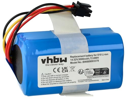 vhbw Akku kompatibel mit 360 S10, QH100003, X100 Max, X100 Saugroboter (5000 mAh, 14,52 V, Li-Ion)