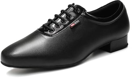 YCALCP Chaussures de Danse Latine Noir Homme Lacets Standard Salsa Entrainement Salle de Bal Danse Chaussures, 46 EU
