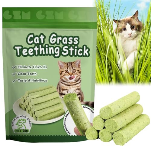 6Pcs Cat Grass Teething Stick,Cat Grass Sticks,C/at Chew Sticks,C/at Dental Stic/k,Natural Ca/t Gra/ss Stick/s Molar Rod,Ca/t Teeth Cleaning G/rass Stic/k,Catnip Toys,Teething Toy