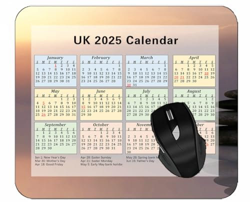 YENDOSTEEN 2025 UK Calendar Mouse Pad,Balance Stones Stack Desktop Notebook Mouse Mat for Working and Gaming Type339