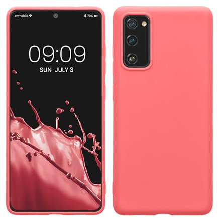 kwmobile Hülle kompatibel mit Samsung Galaxy S20 FE Hülle - weiches TPU Silikon Case - Cover geeignet für kabelloses Laden - Neon Koralle