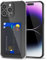 Svanove for iPhone 14 Pro Max Case Wallet Clear, Card Holder Case with Credit Card Slot, Thin Slim Transparent Silicone Grip Soft Rubber Protective Shockproof Airbag Bumper for Women, Black