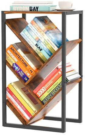 Cutogxon Small Bookcase - 5 Tier Tree Bookshelf with EVA Pads, Book Shelf for Small Spaces Bookshelves Wooden Book Storage Organizer Shelves for Hardcover Books Bedroom Living Room