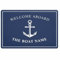 Personalized doormat Entrance Door mat Nautical Wheel Anchor Personalised Welcome Aboard Door Mat Boat Name Navy Blue Striped Carpet Non Slip Home Decor