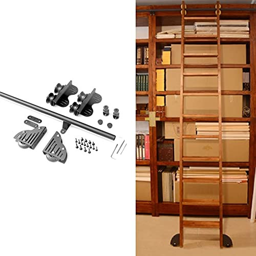 CuNtoHHH Schiebeleiter-Bibliothek, komplettes Hardware-Rollschienenset, 3,3 bis 20 Fuß (ohne Leiter), runde Rohr-Mobilleiterschiene für Zuhause/drinnen/auf dem Dachboden (Größe: 3,3 Fuß/100 cm Schien