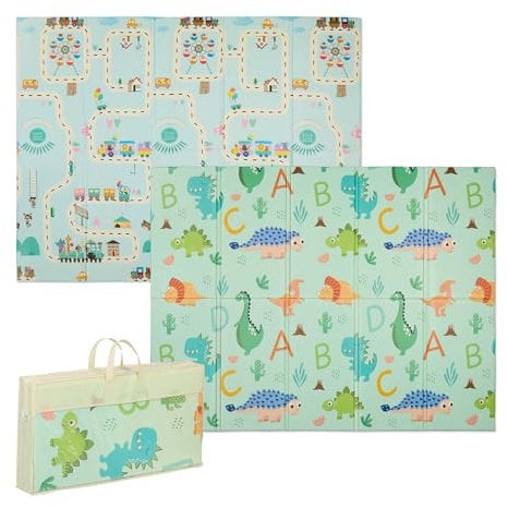 Relaxdays Tapis de Jeu Pliable, sans polluants, réversible, 200 x 150 cm, en Mousse XPE, Tapis Rampant bébé, Multicolore
